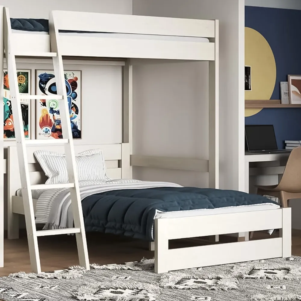 Tera Small Double L-Shaped High Sleeper with Bed - White