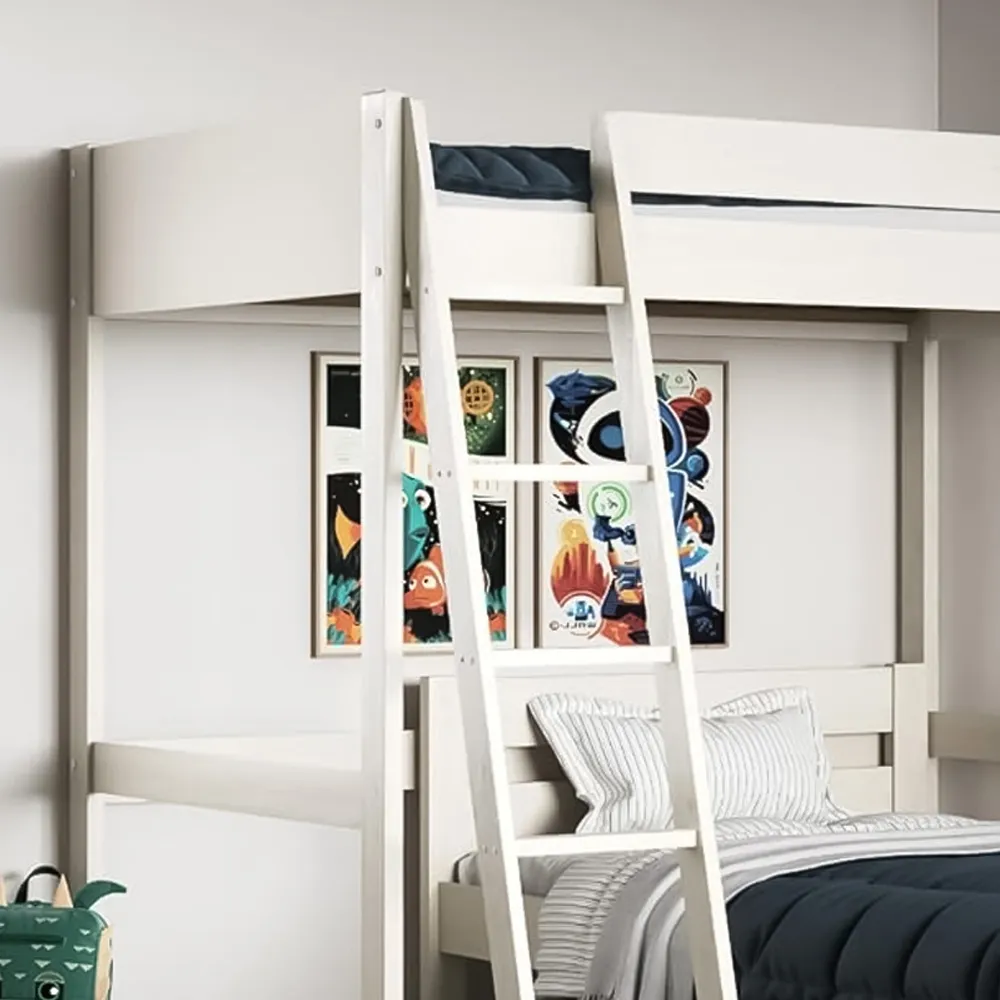 Tera Small Double L-Shaped High Sleeper with Bed - White