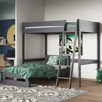 Tera Small Double L-Shaped High Sleeper with Single Bed - Grey