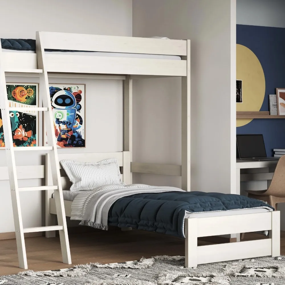 Tera Small Double L-Shaped High Sleeper with Single Bed - White
