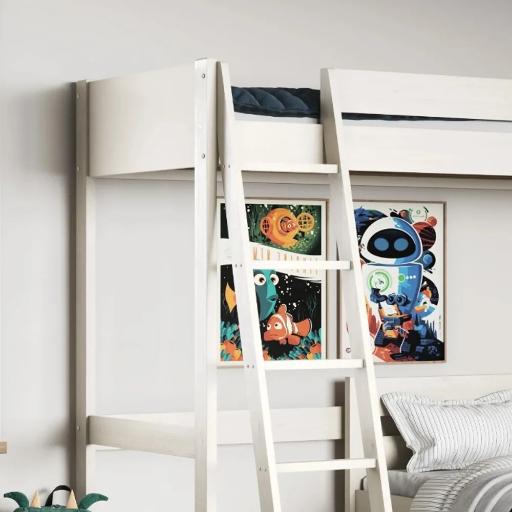 Tera Small Double L-Shaped High Sleeper with Single Bed - White