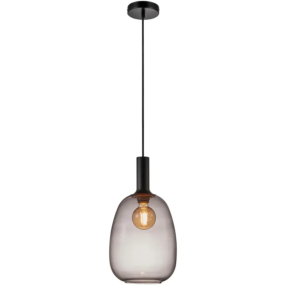 Alton 23 Pendant Light - Black, Smoked Glass