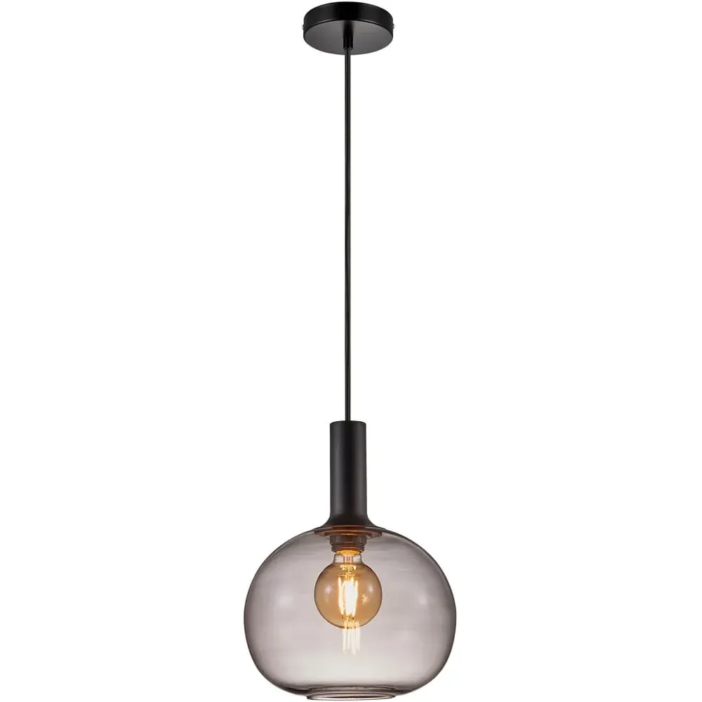 Alton 25 Pendant Light - Black, Smoked Glass