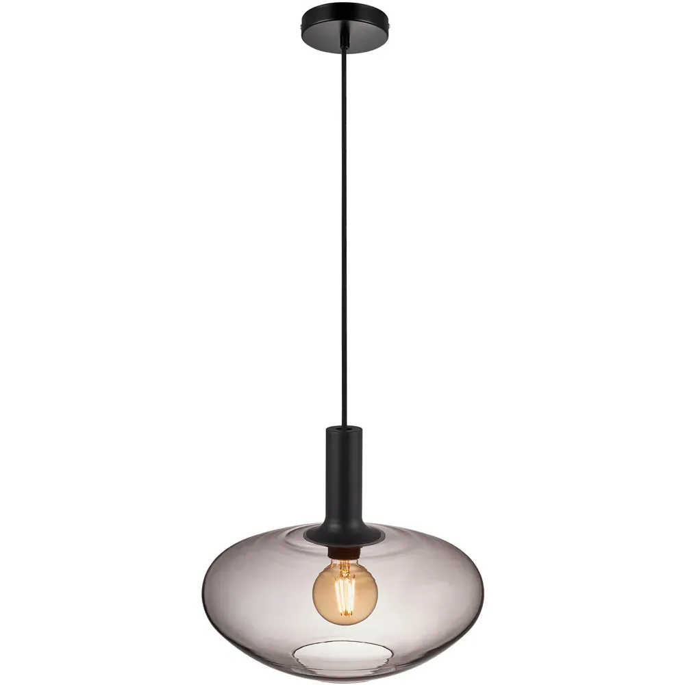 Alton 35 Pendant Light - Black, Smoked Glass