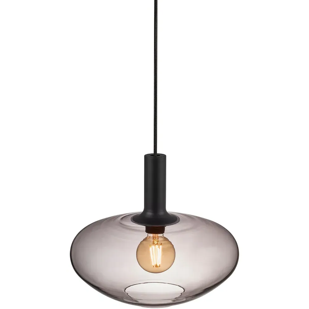 Alton 35 Pendant Light - Black, Smoked Glass