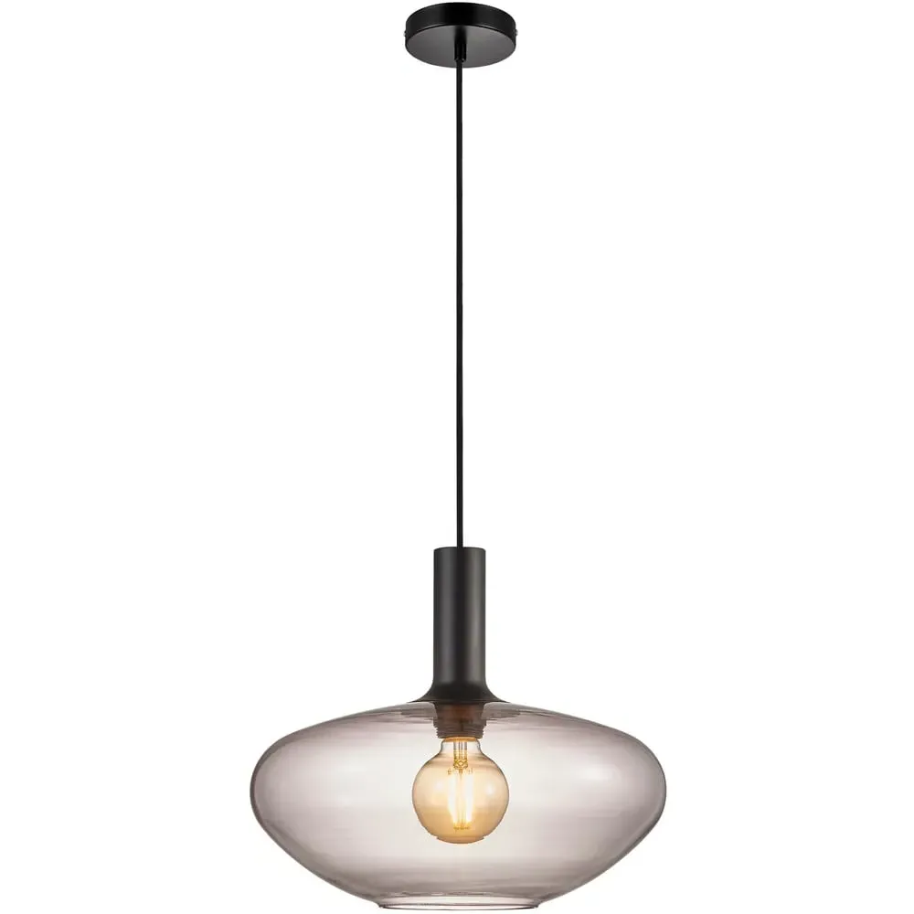 Alton 35 Pendant Light - Black, Smoked Glass