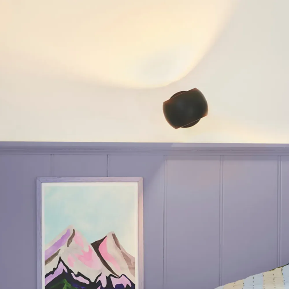 Belir Round Wall Light with Adjustable Shade - Black