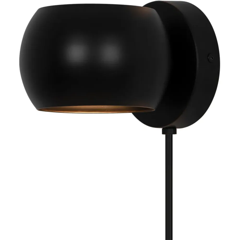 Belir Round Wall Light with Adjustable Shade - Black