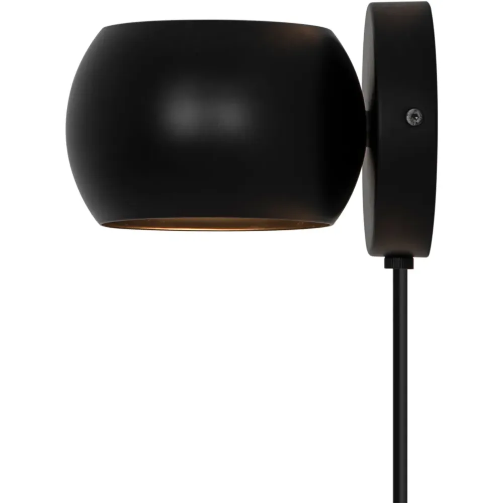 Belir Round Wall Light with Adjustable Shade - Black