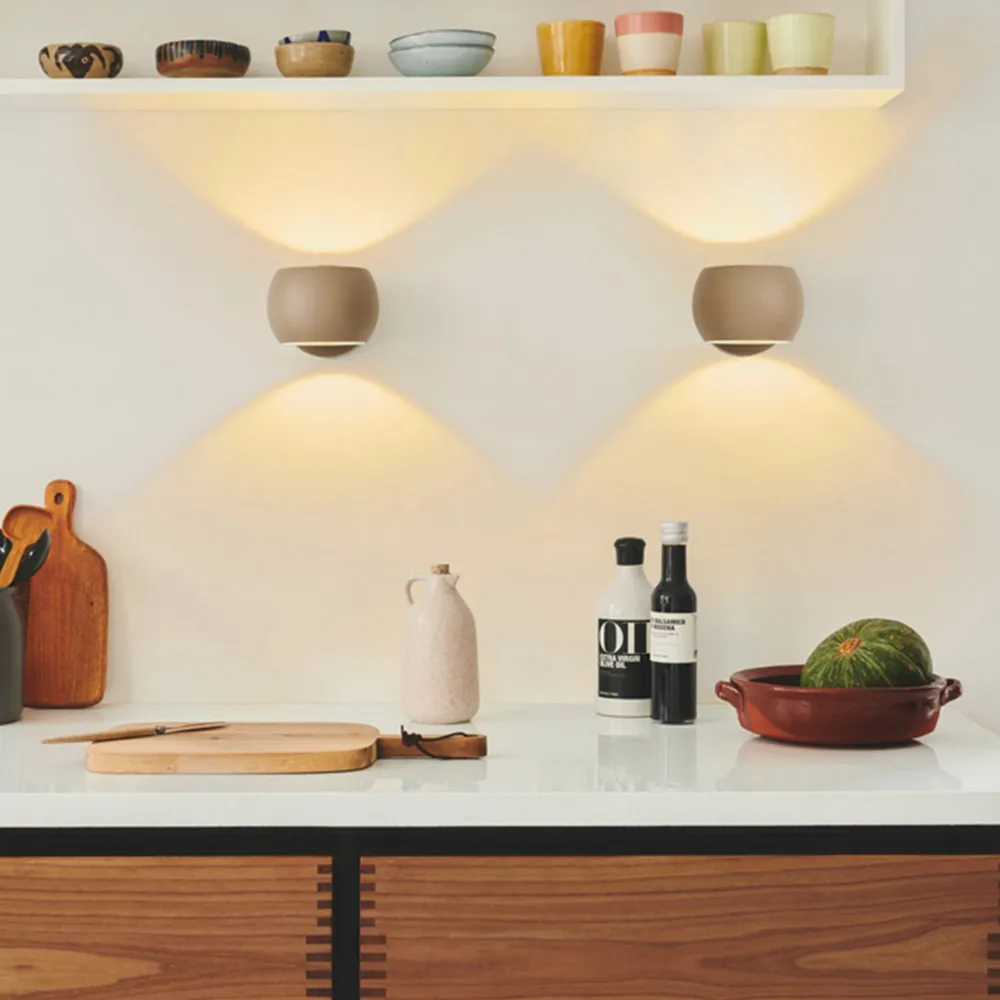 Belir Round Wall Light with Adjustable Shade - Brown