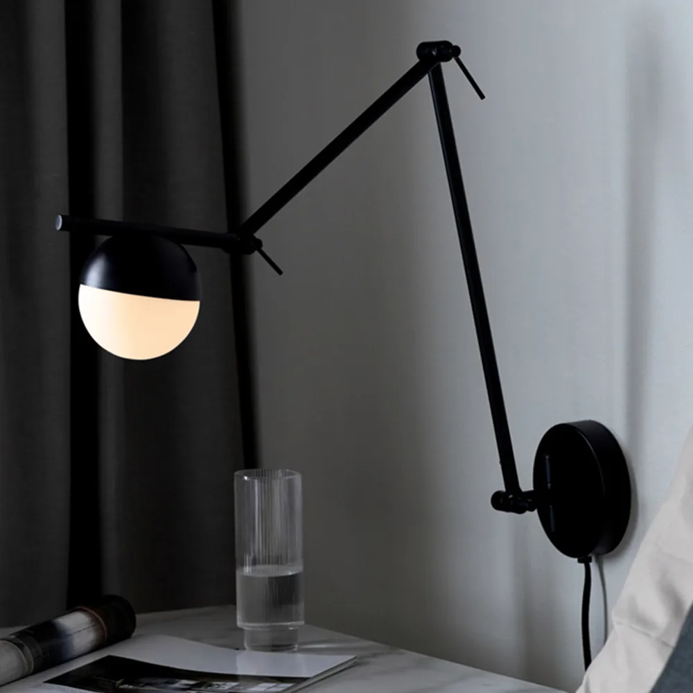 Contina Wall Light with Flexible Arm - Black, Metal