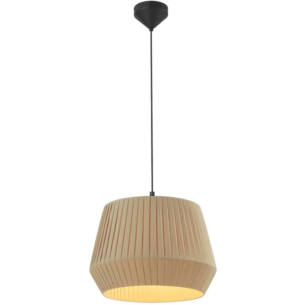 Dicte 40 Round Pendant Light - Brown, Cotton