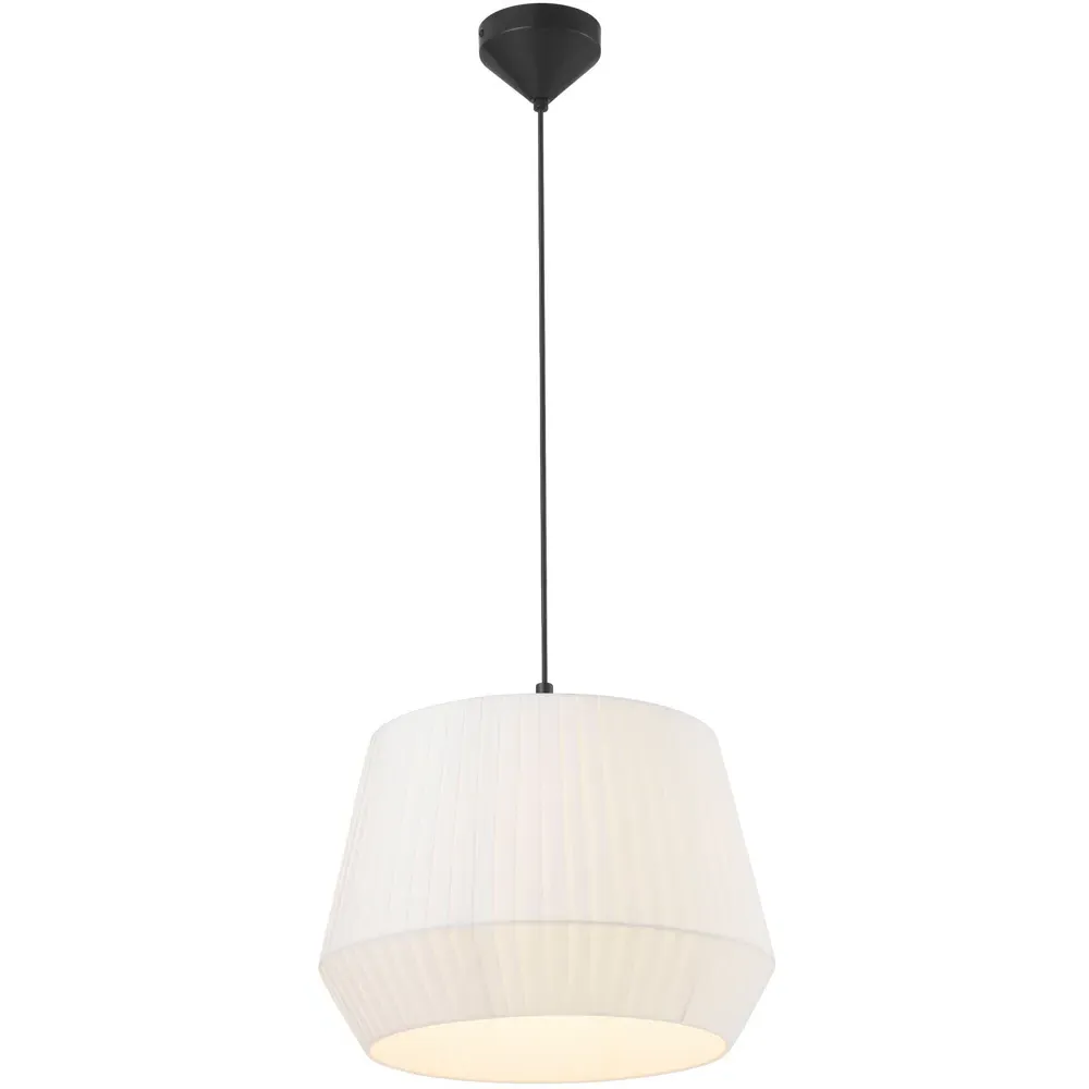 Dicte 40 Round Pendant Light - White, Cotton