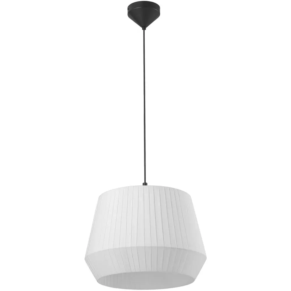 Dicte 40 Round Pendant Light - White, Cotton