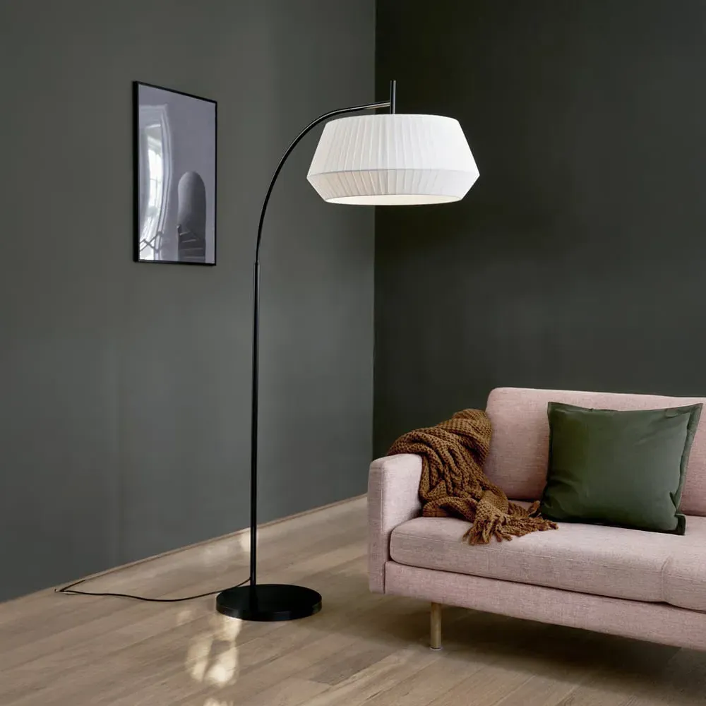 Dicte Floor Lamp - White, Cotton