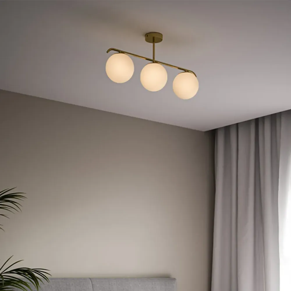 Grant 15 3-Dome Pendant Light - Brass, Opal Glass