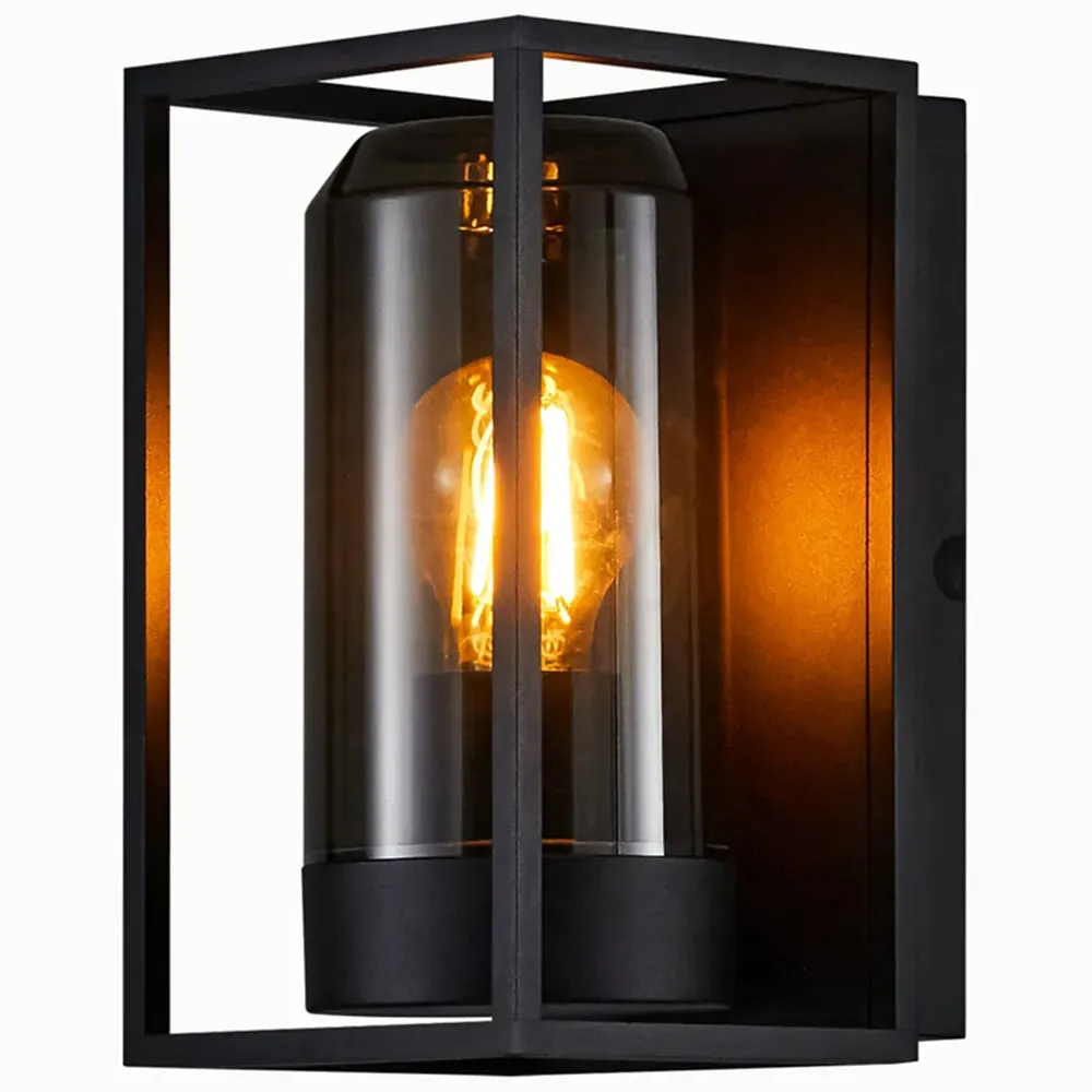 Griffin Smoked Wall Light - Black