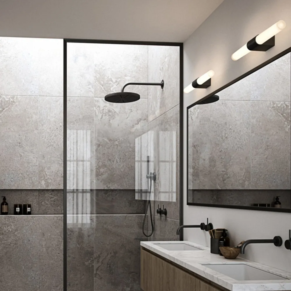 Helva Double Basic Wall Light - Black