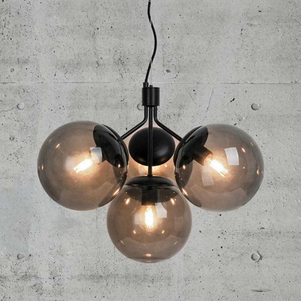 Ivona 4 Spot Pendant Light - Black, Steel