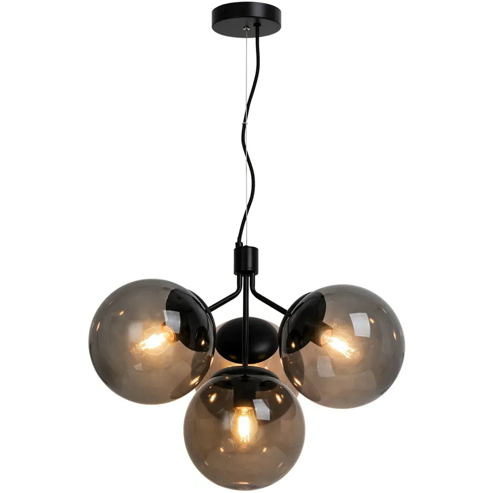 Ivona 4 Spot Pendant Light - Black, Steel