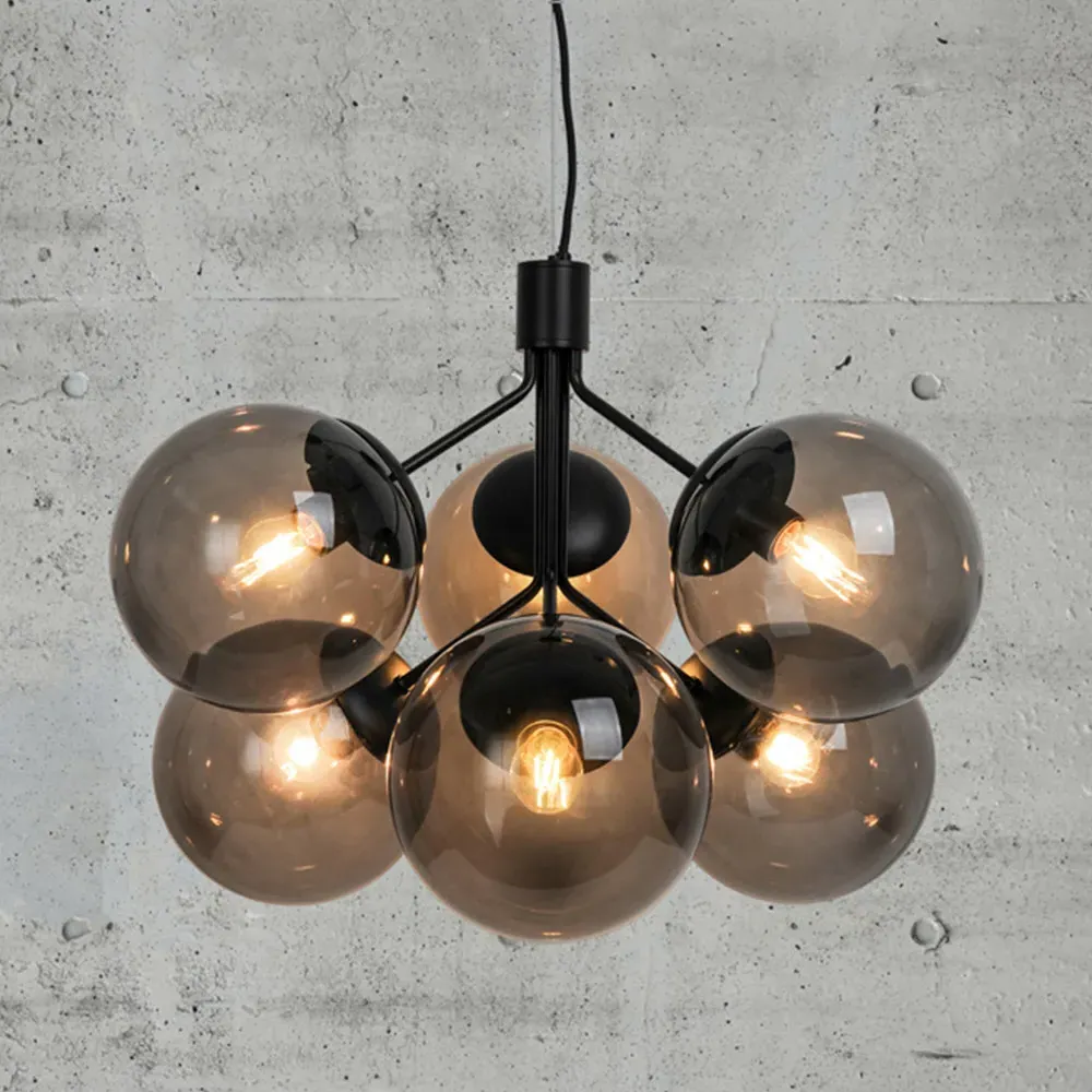 Ivona 6 Spot Pendant Light - Black, Steel