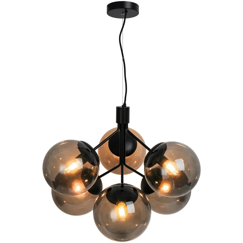 Ivona 6 Spot Pendant Light - Black, Steel