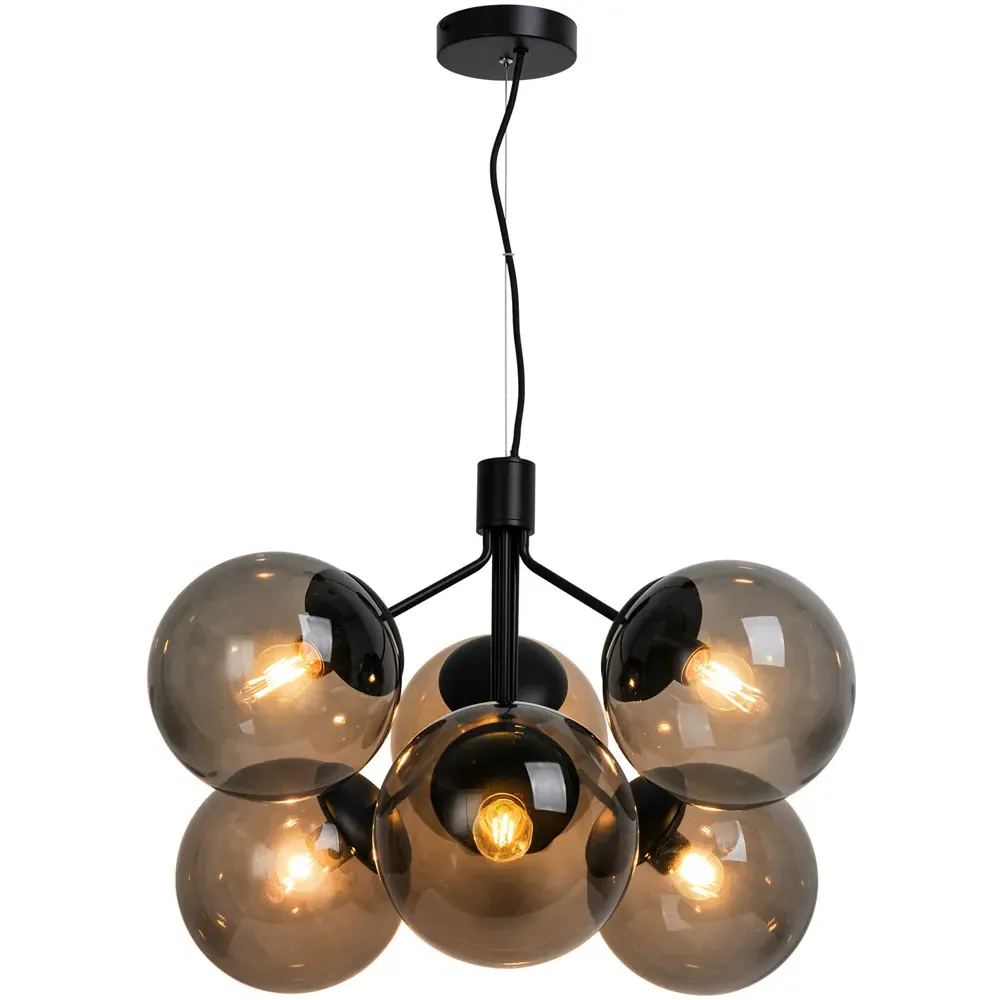 Ivona 6 Spot Pendant Light - Black, Steel