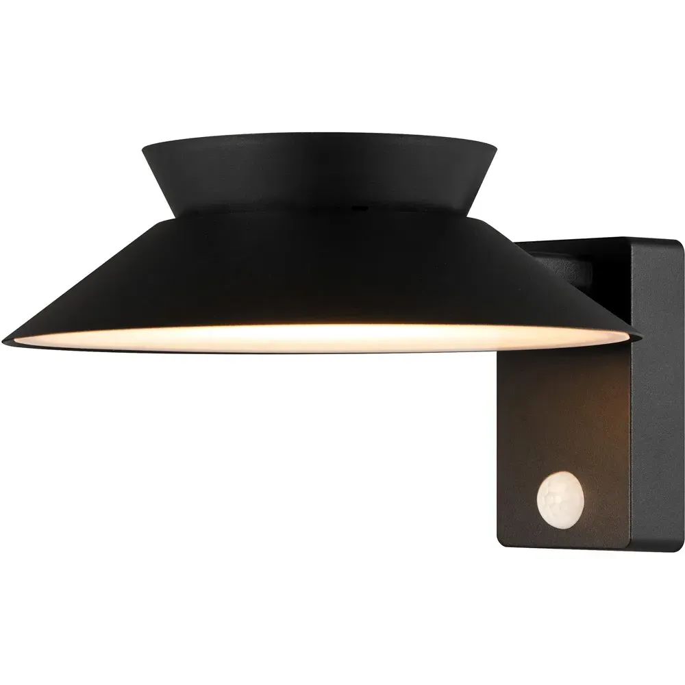 Justina Round Solar Wall Light with Motion Sensor - Black