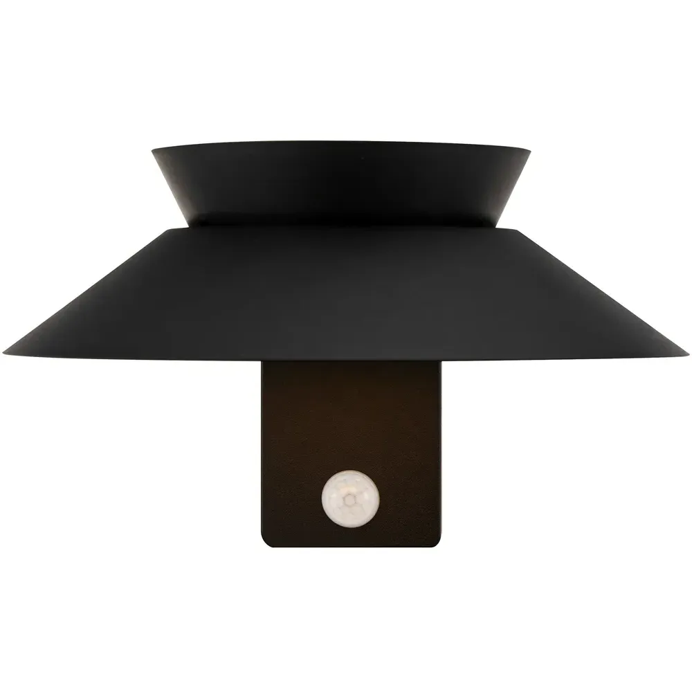 Justina Round Solar Wall Light with Motion Sensor - Black