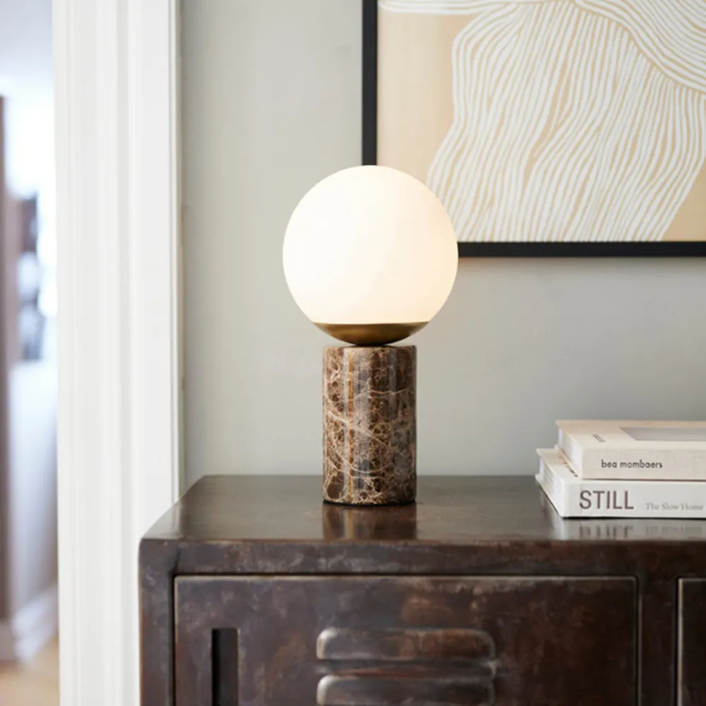 Lilly Table Lamp - Brown, Marble