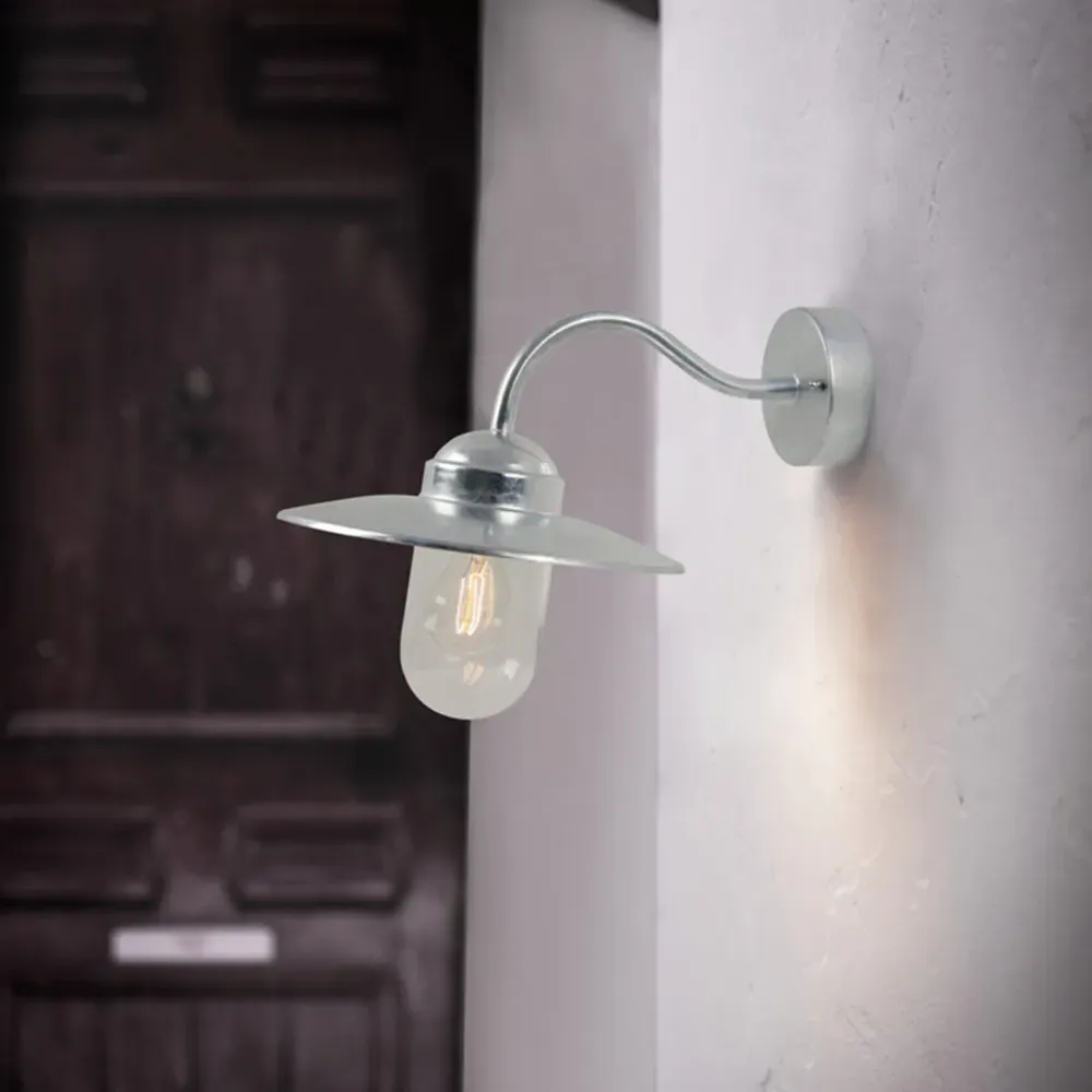 Luxembourg Outdoor Wall Light - Silver, Galvanised Steel