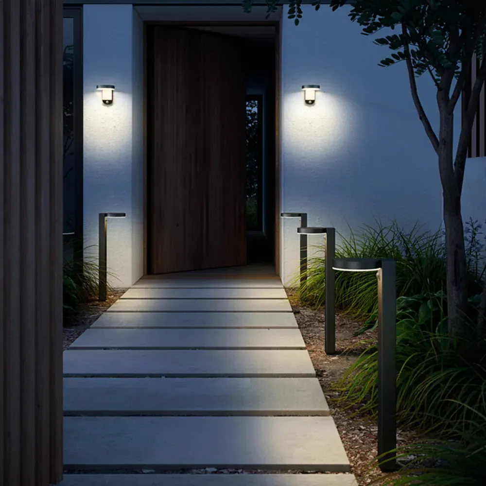 Rica Round Solar Wall Light with Motion Sensor - Black