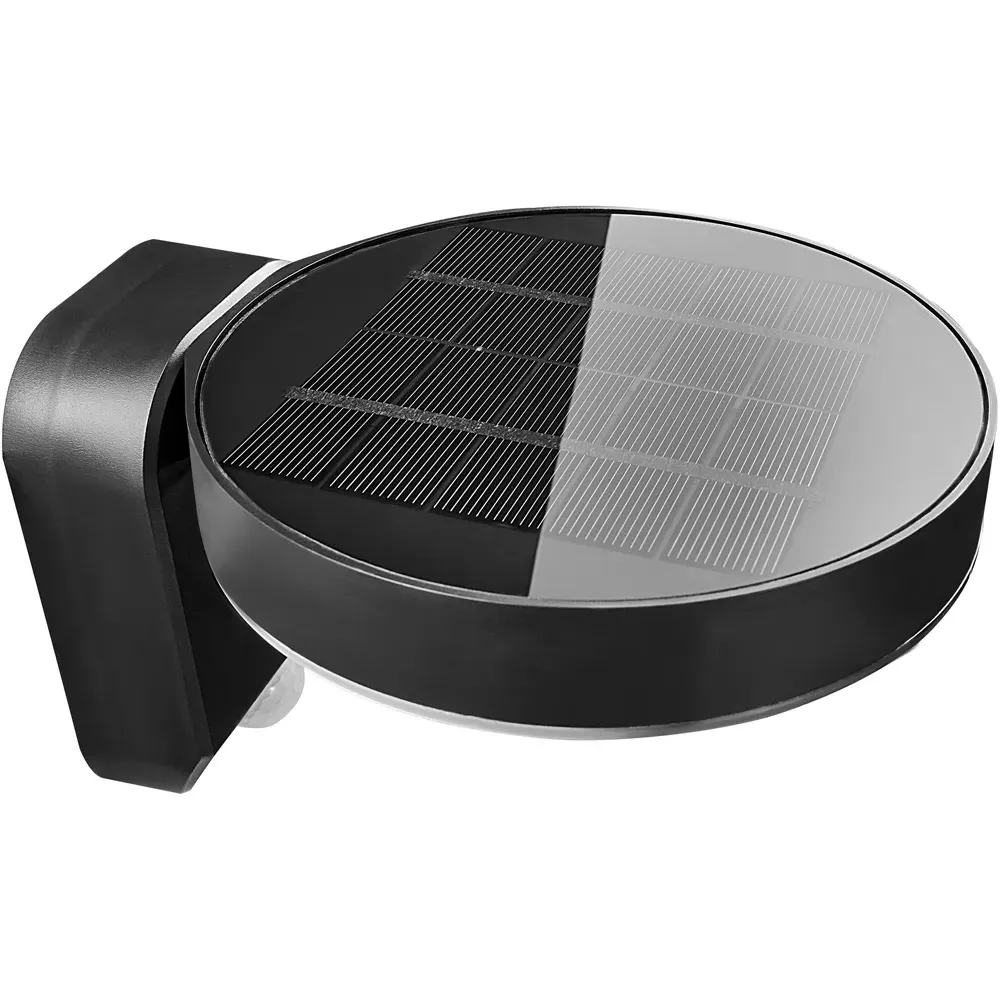 Rica Round Solar Wall Light with Motion Sensor - Black