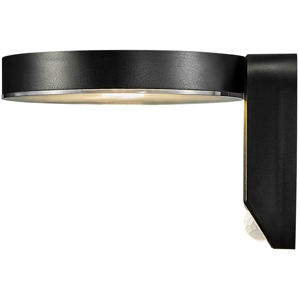 Rica Round Solar Wall Light with Motion Sensor - Black