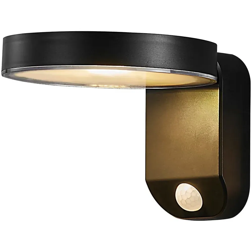 Rica Round Solar Wall Light with Motion Sensor - Black