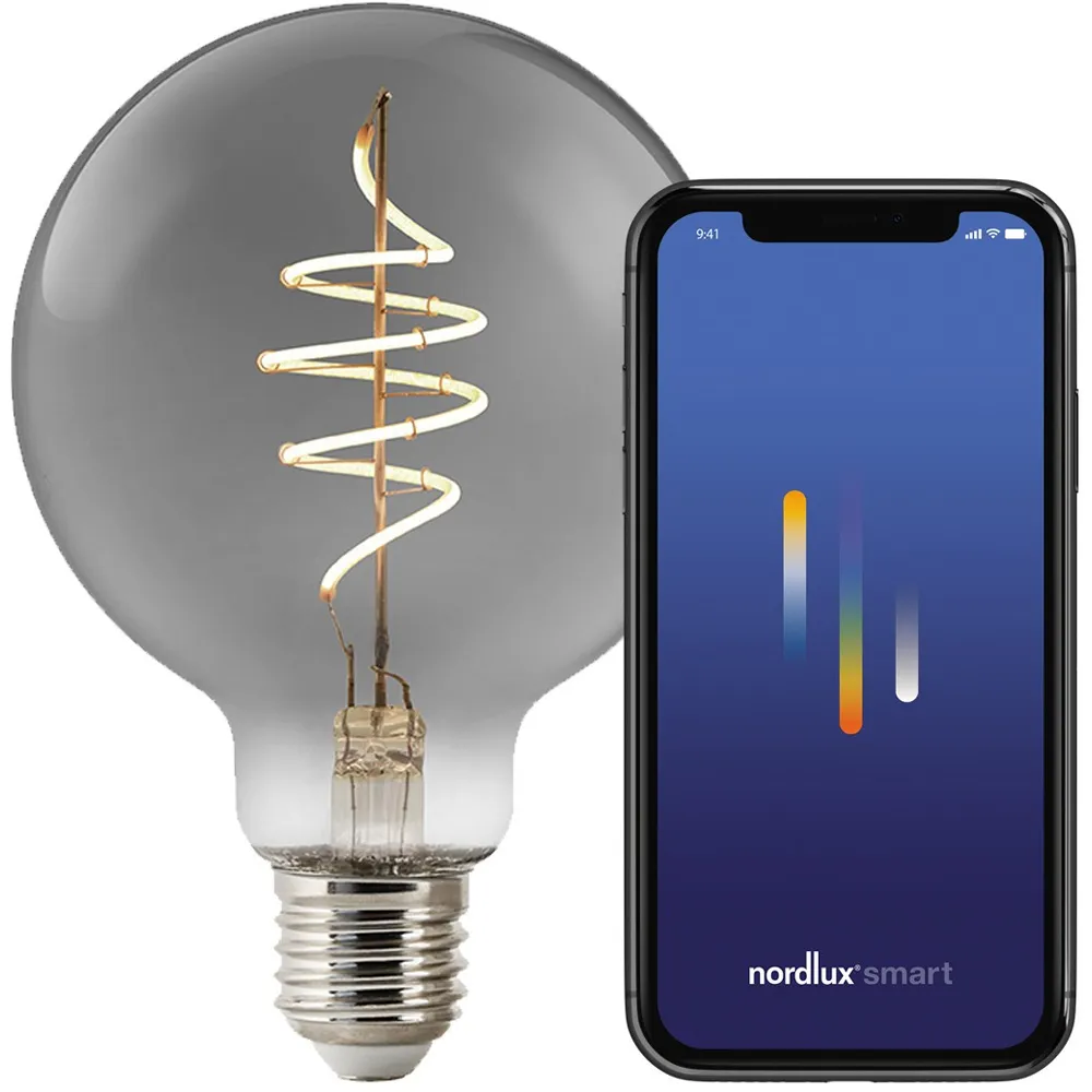 Smart G95 E27 Globe Light Bulb - Black, Smoked Glass