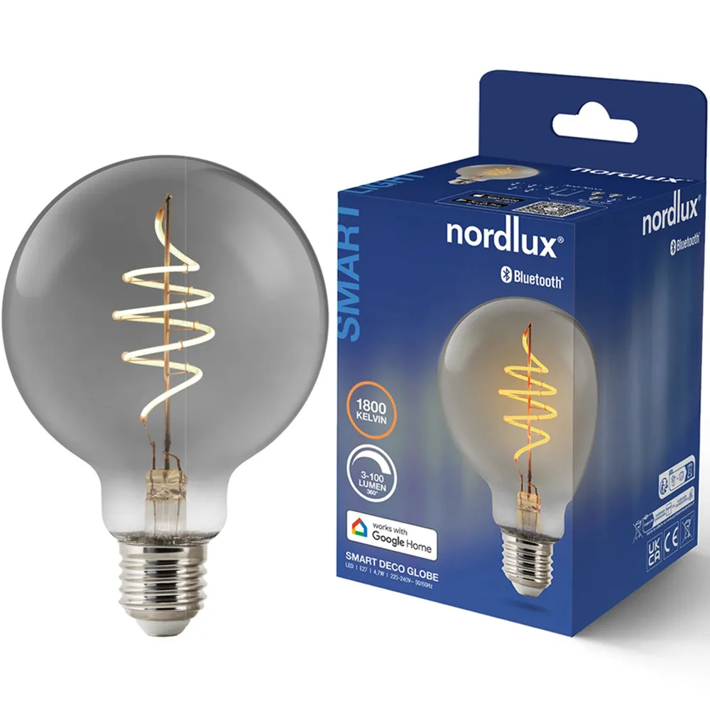 Smart G95 E27 Globe Light Bulb - Black, Smoked Glass