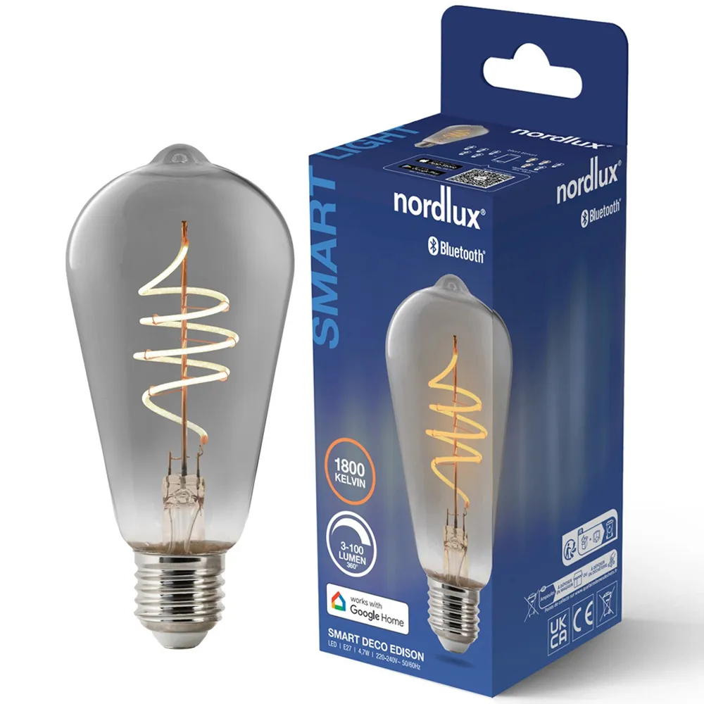 Smart ST64 E27 Edison Light Bulb - Black, Smoked Glass