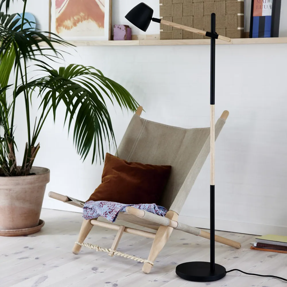 Theo Floor Lamp - Black, Ash Wood