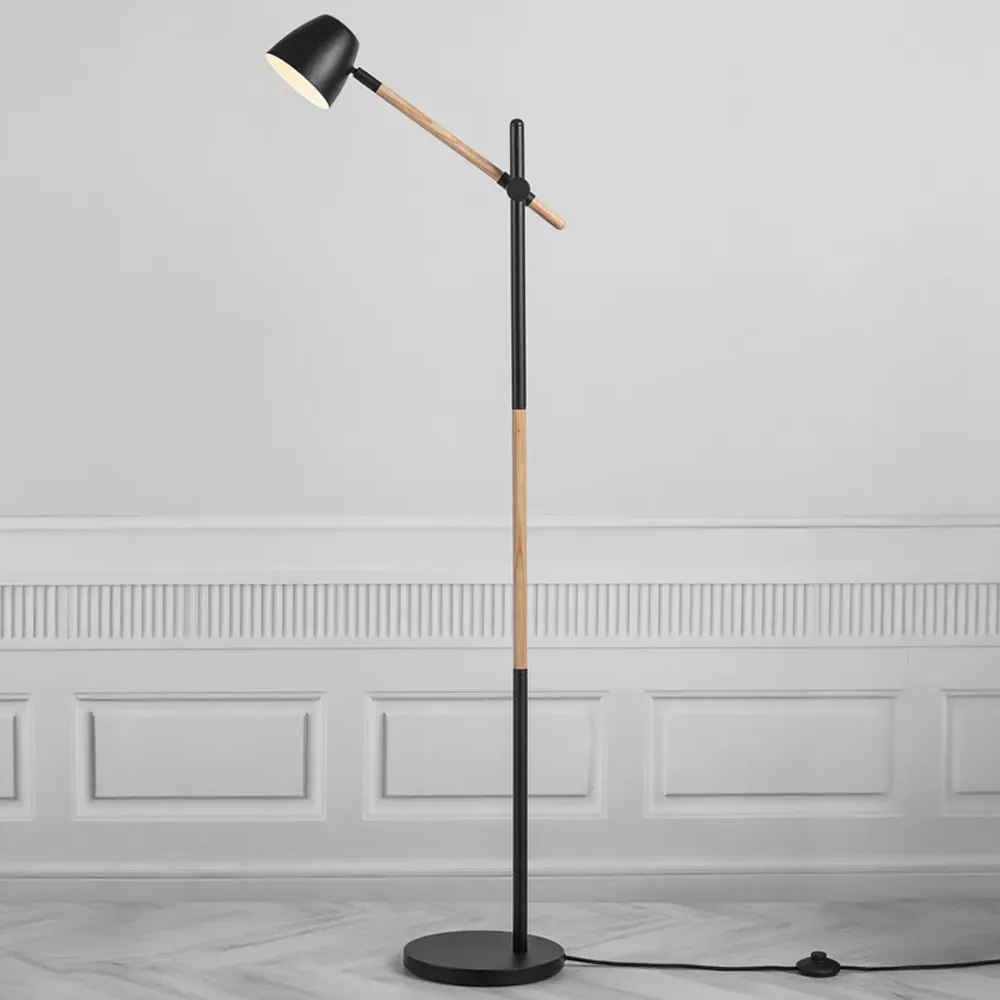 Theo Floor Lamp - Black, Ash Wood