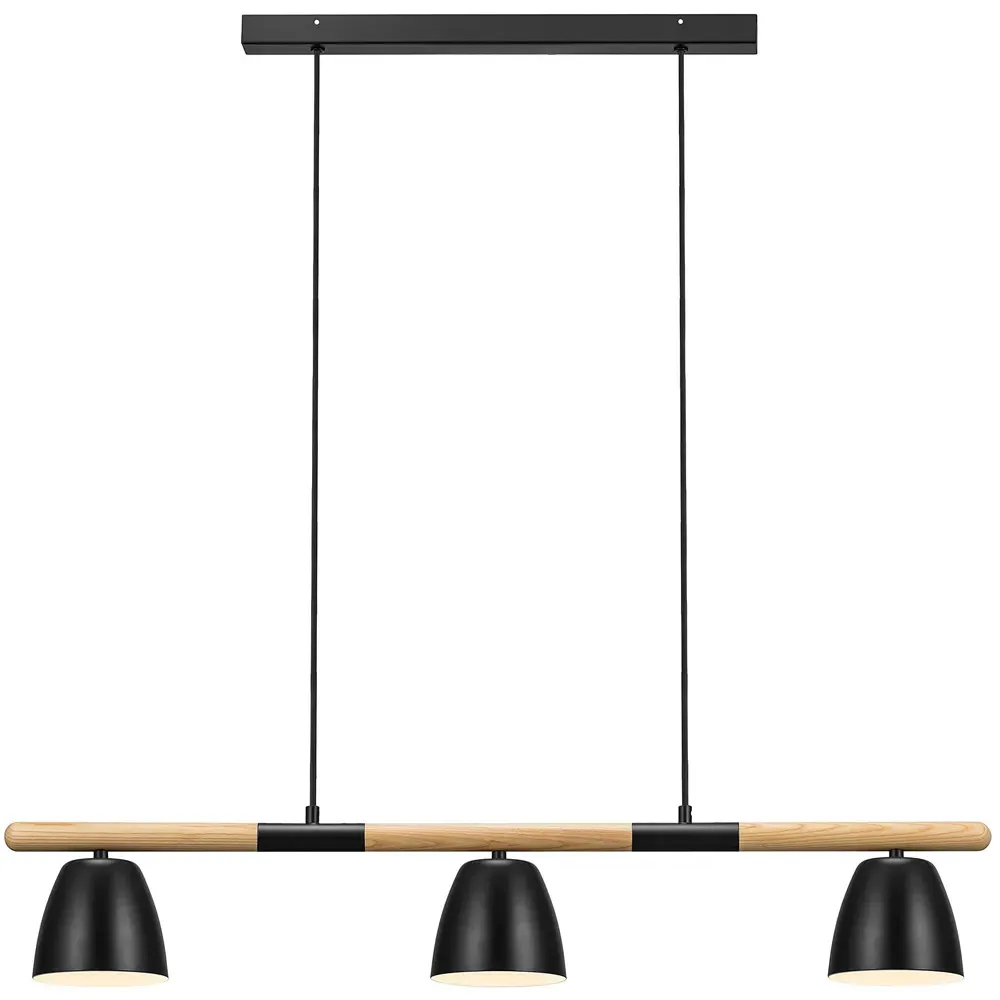 Theo Pendant Light - Black, Ash Wood