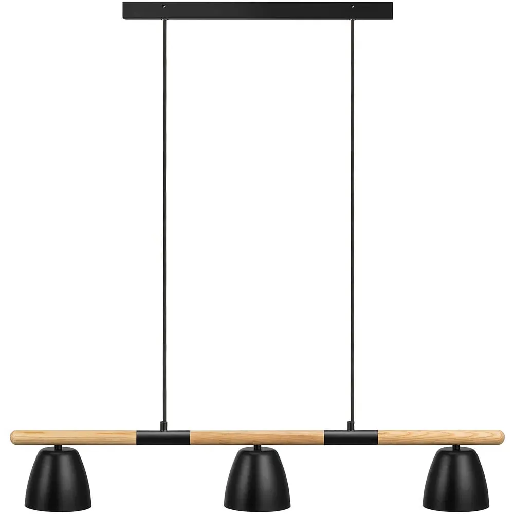 Theo Pendant Light - Black, Ash Wood
