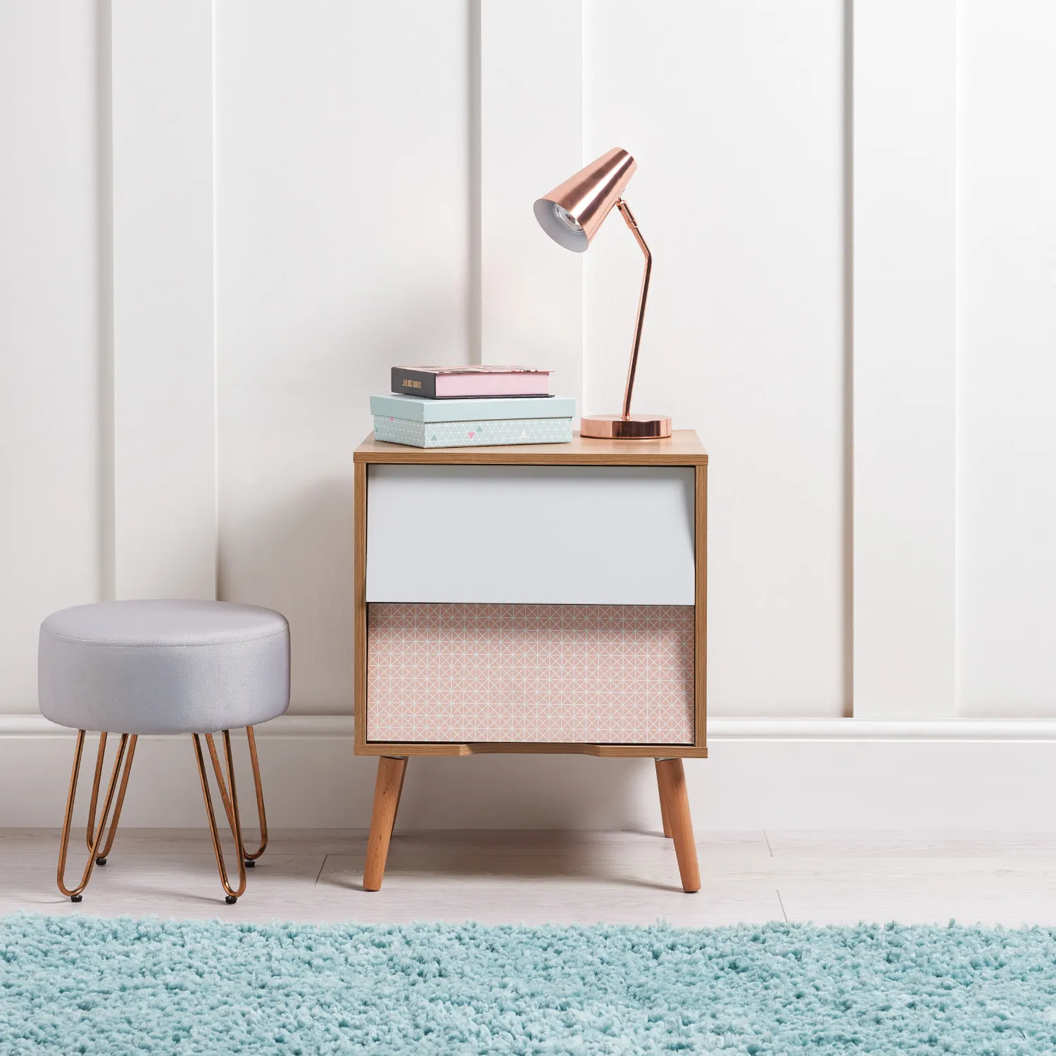 Erin Two Drawer Bedside Table - Blush image