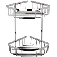 Chrome Wirework Large 2 Tier Corner Basket - Silver