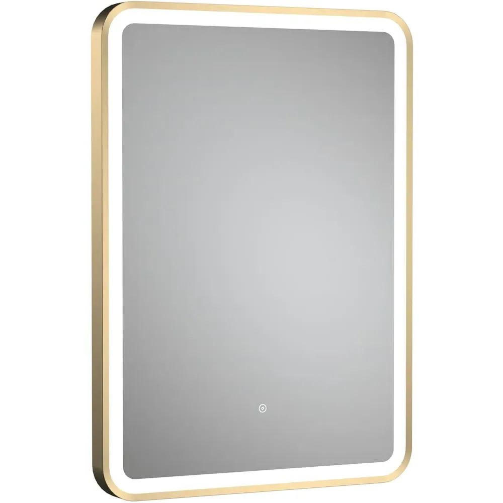 Framed LED Touch Sensor Mirror - Brushed Brass