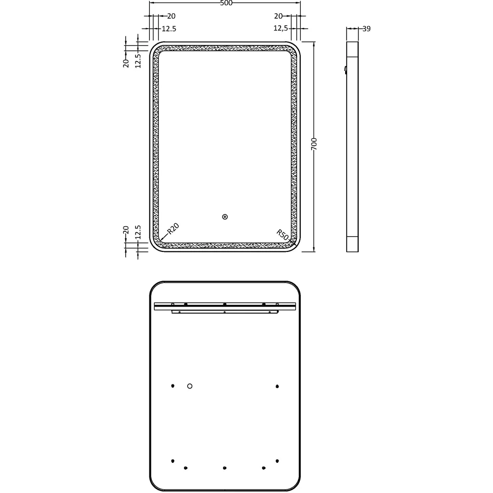 Framed LED Touch Sensor Mirror - Silver