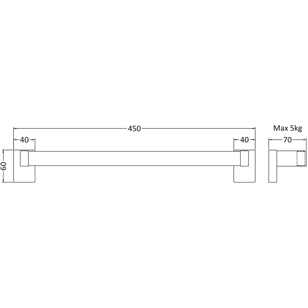 Heating Accessories Magnetic Towel Rail - Silver, Chrome