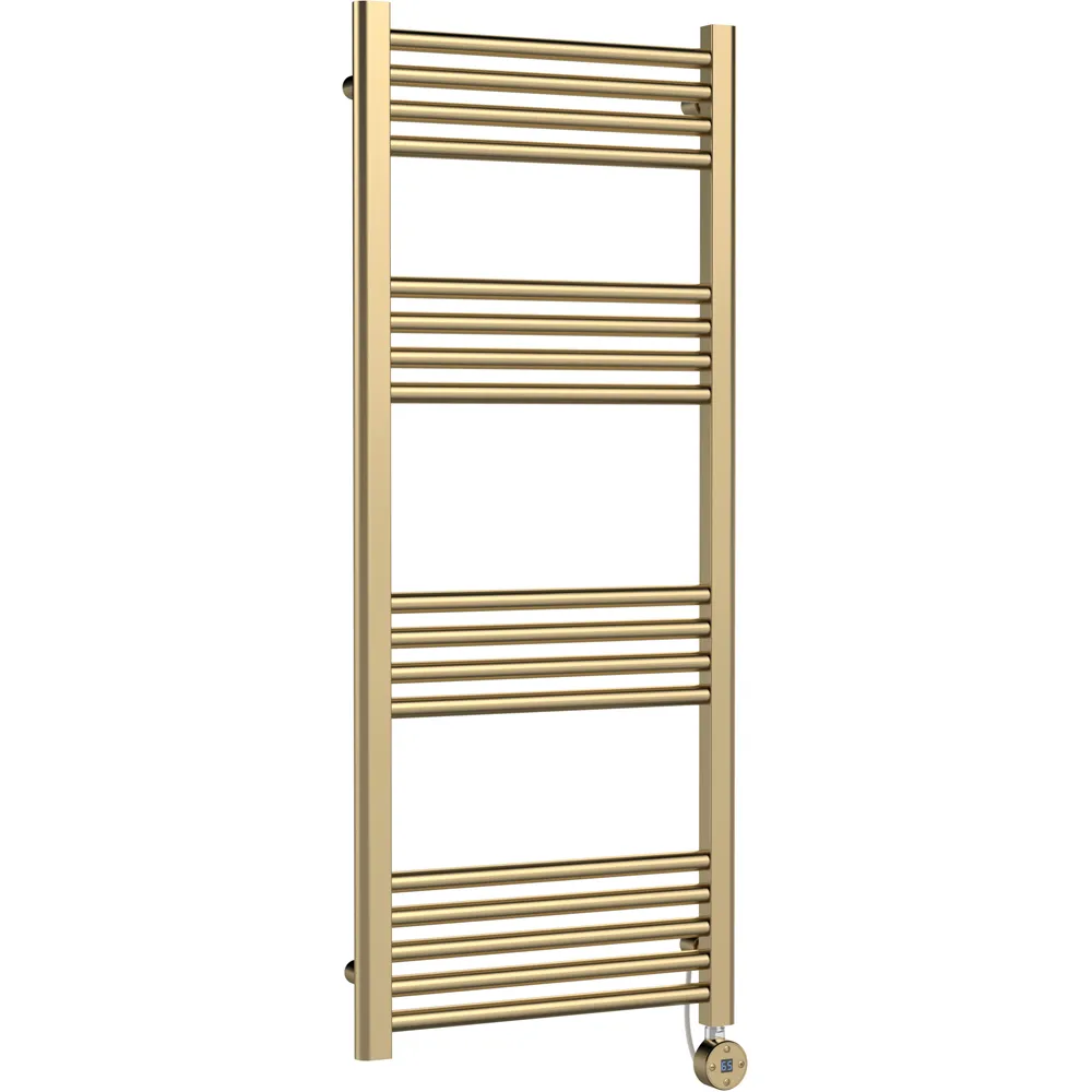Hudson Reed Round Electric Towel Rail - Brushed Brass