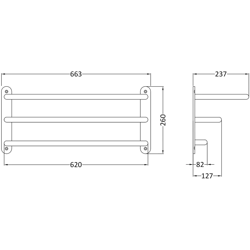 Radiator Accessories 3 Tier Towel Rack - Chrome