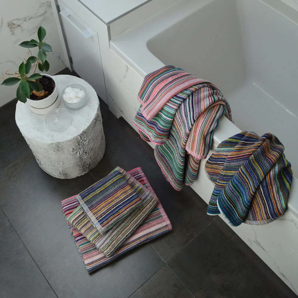 Recycled Cotton Stripe Hand Towel 6 Pack - Multicolour